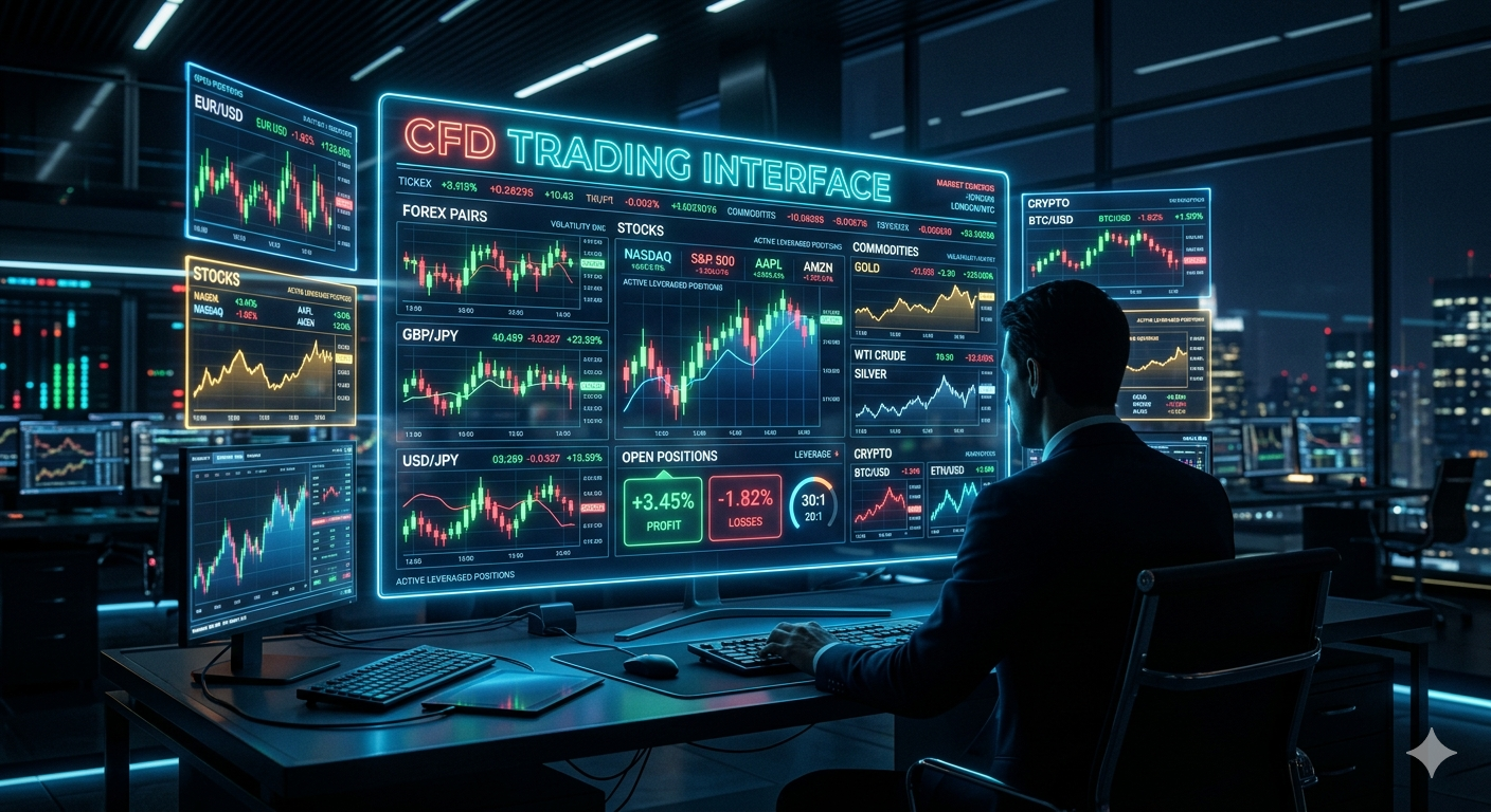 CFD trading platform with leveraged financial market charts