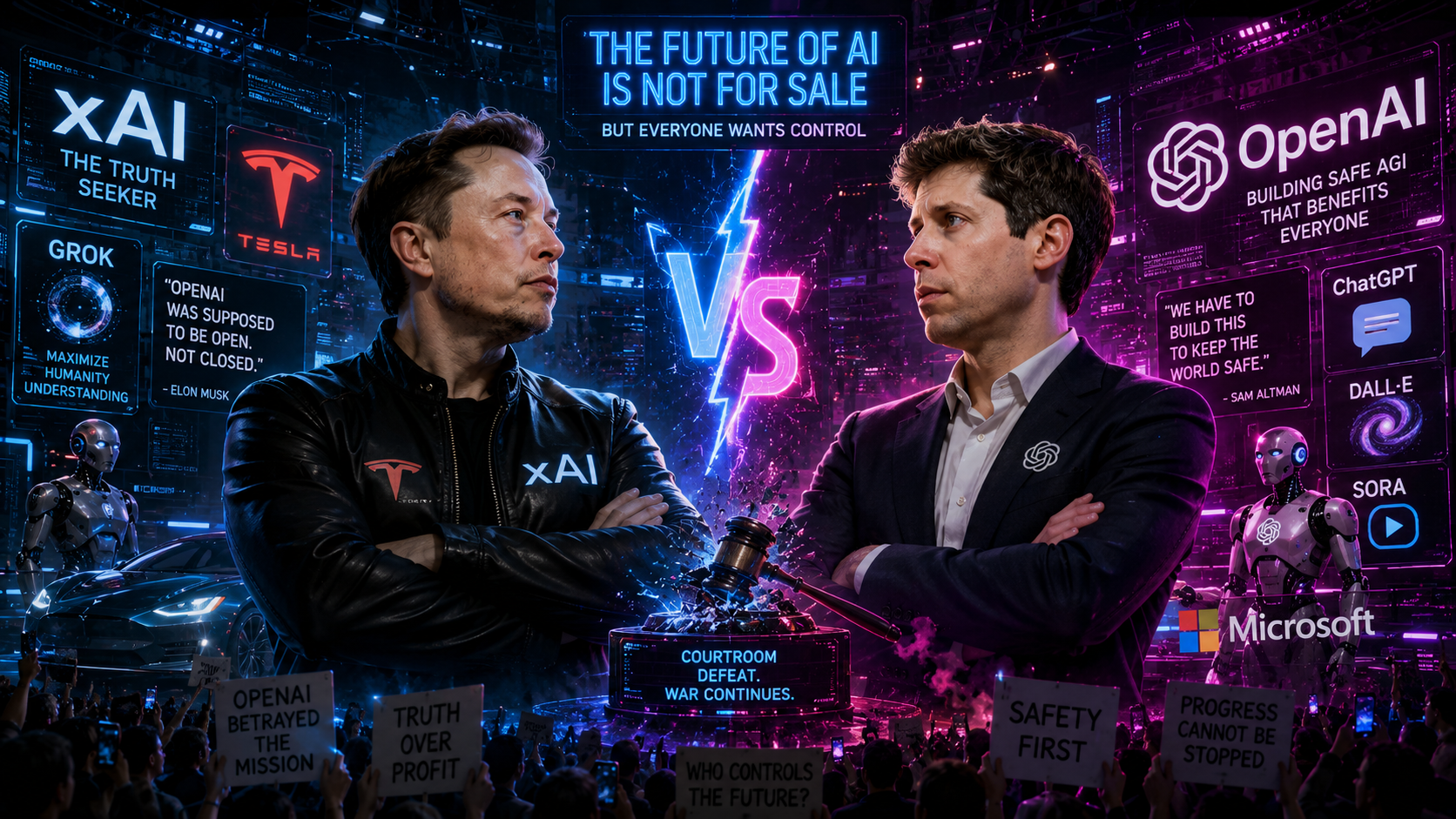 Musk’s OpenAI courtroom loss is only one battle in a bigger AI war over power, profit, Tesla, xAI, governance, and control.